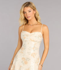 Sunset Bloom Floral Sequin A-Line Dress