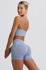 Define Luxe Mini Shorts In Blue Grey