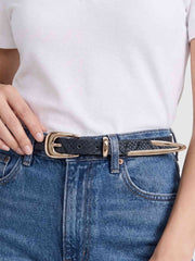 Modern Saddle Belt in Grey Snake
