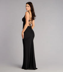 Arden Mesh Lace-Up Mermaid Formal Dress