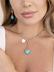 Turquoise Heart Lariat Set