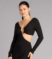 Barbara Long Sleeve Cutout Formal Dress
