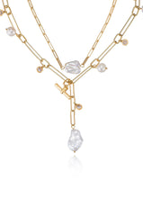 Deep Water Pearl Lariat Necklace