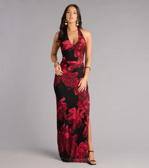 Parker Floral Mesh Slit Formal Dress