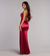 Blair Satin Corset Lace-Up Formal Dress
